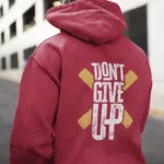 don't give up typography red hoodie