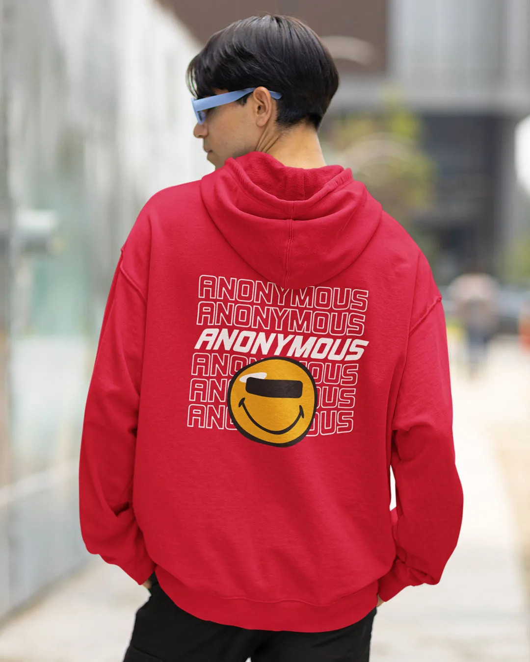 Men's red printed graphic hoodie