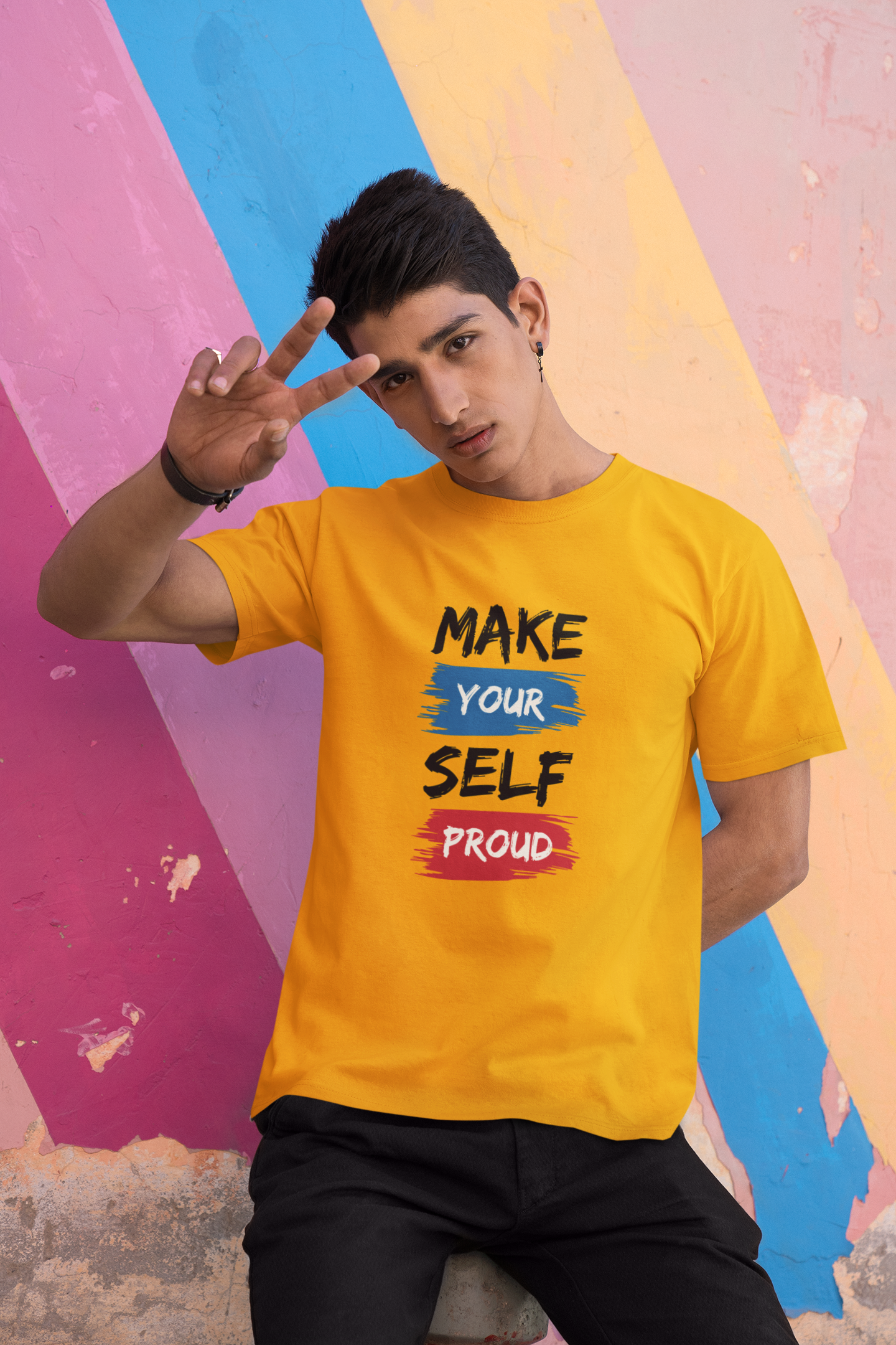 Men's Make Your Self Proud Typography T-Shirt