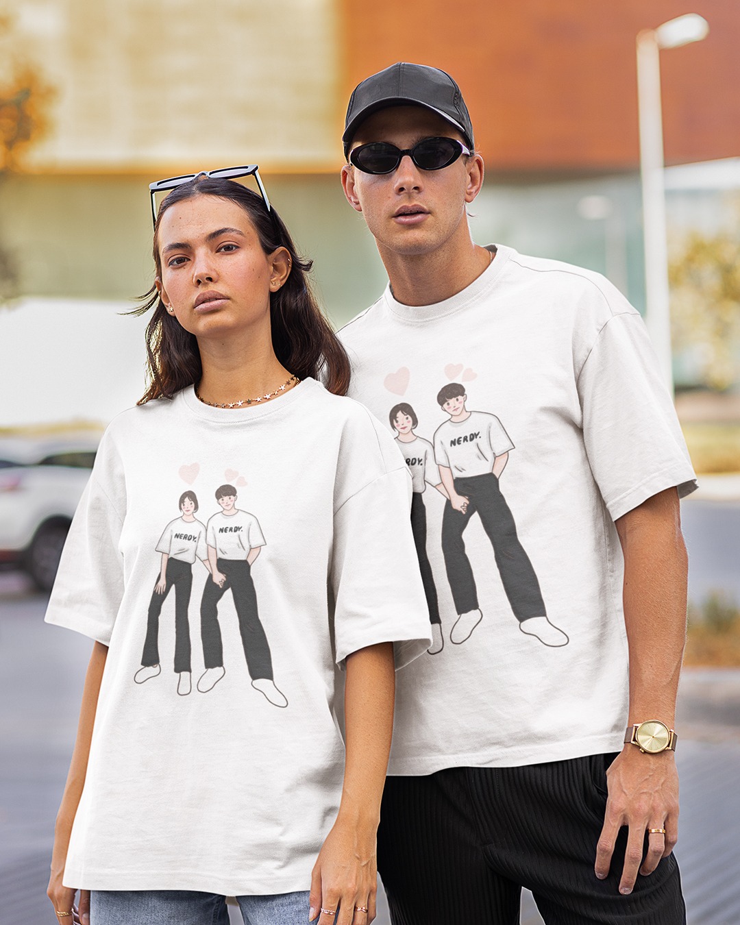 Vector Couple's Printed Oversized T-shirts