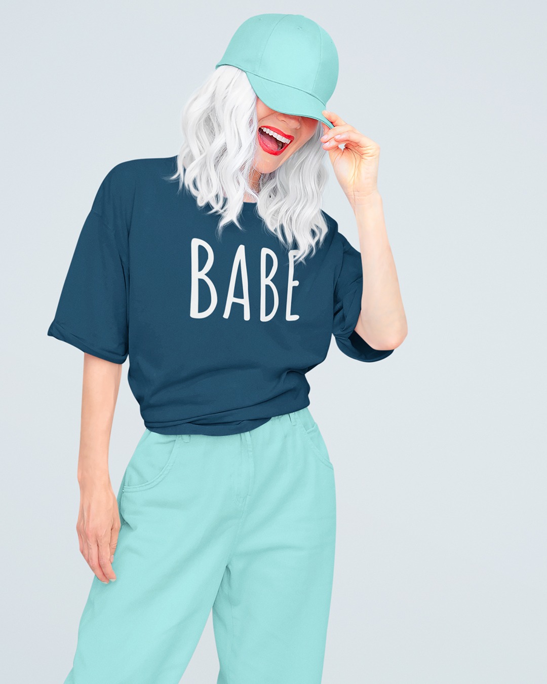 Women Babe Typographic Oversized T-shirt
