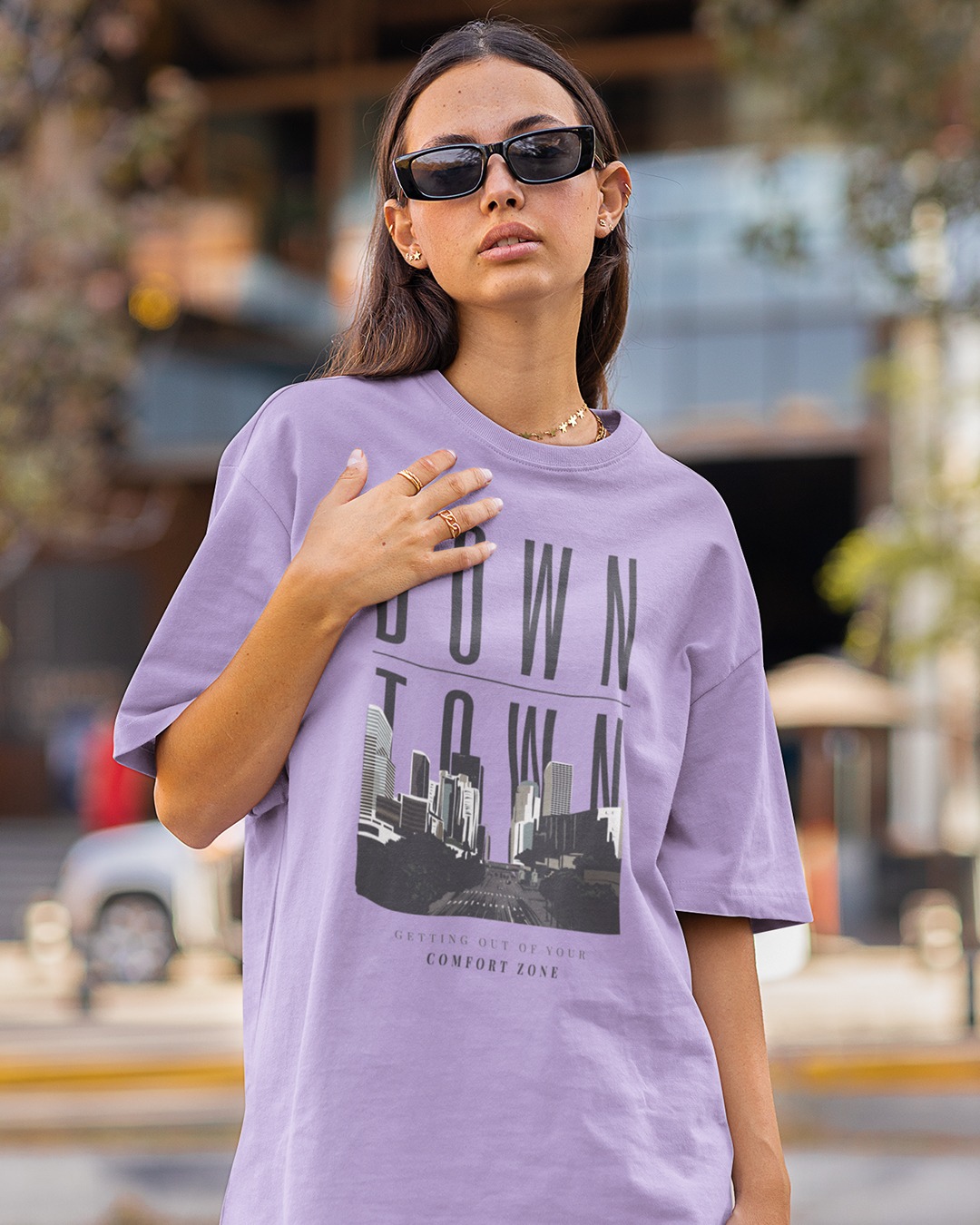 Women Down Town Graphic Oversized T-shirt