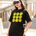 Women Emoji Graphic Oversized T-shirt