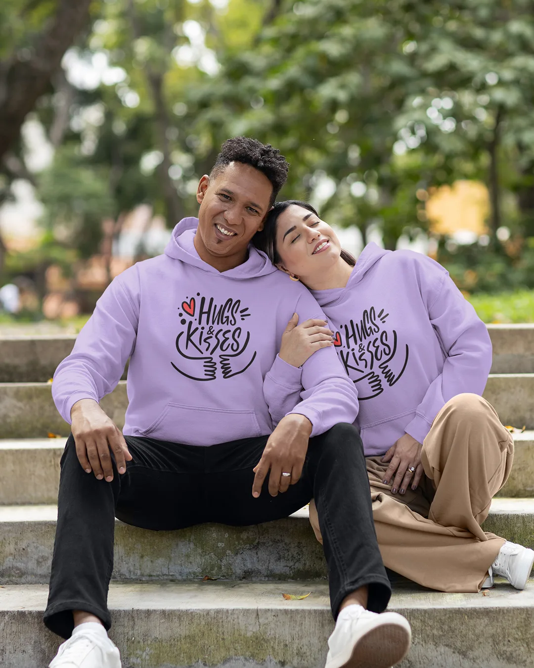 Couple Hugs And Kisses Graphic Hoodies