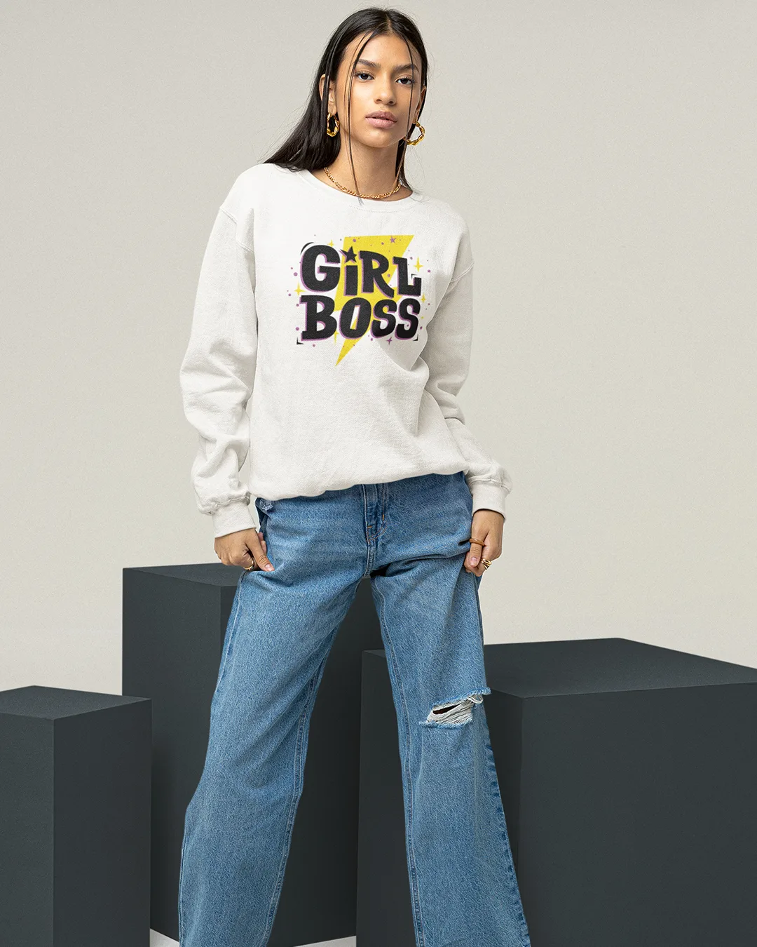 women boss graphic sweatshirt