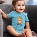 Personalized Baby Romper with Bear Graphic