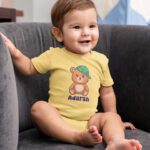 Personalized Baby Romper with Bear Graphic