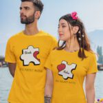 Personalized couple T-shirt with puzzle graphic