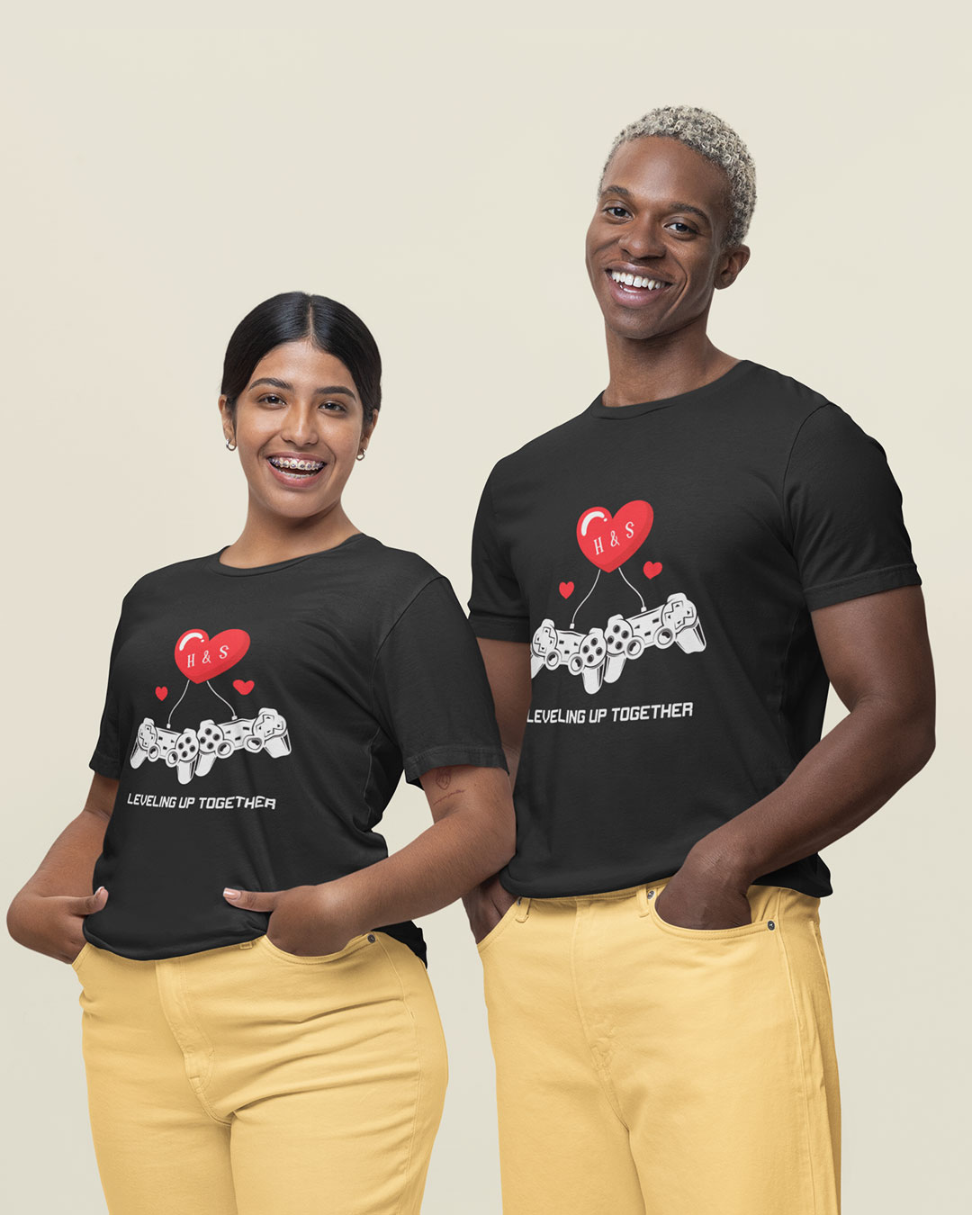 Leveling Up Together Couple T-shirts For Valentine's Day