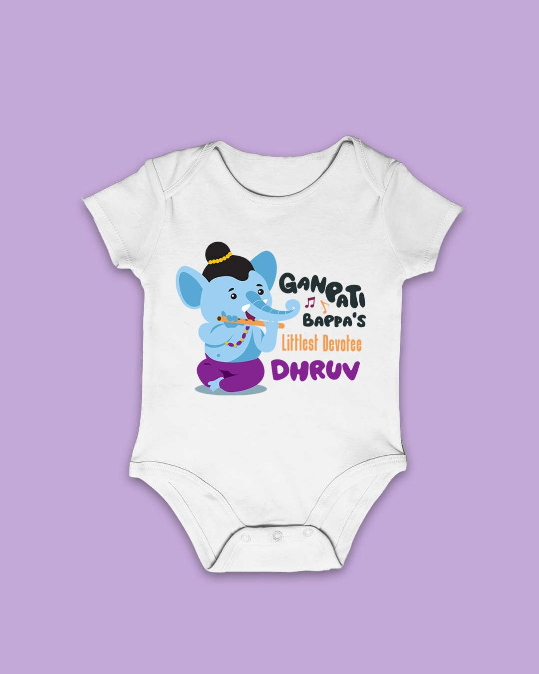 Custom Kid's Ganpati Bappa's Littlest Devotee T-shirt and romper-005